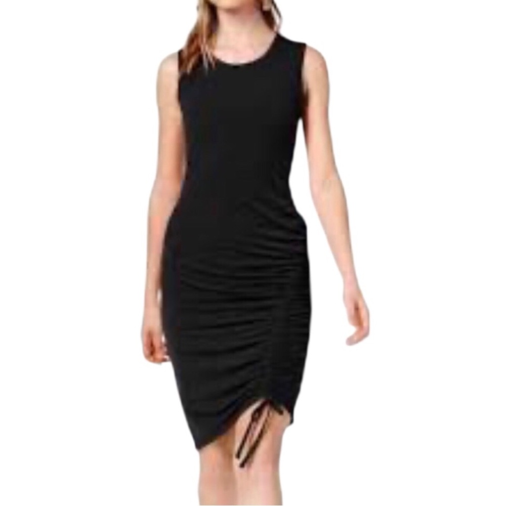 Zella Post Studio Sleeveless Black Ruched Knee-length Dress Size XXS